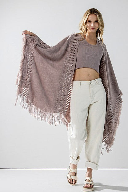 Fringe Ruana Style Shawl Cardigan Shop Style & More | Fresh Looks, Everyday Deals & Free Shipping