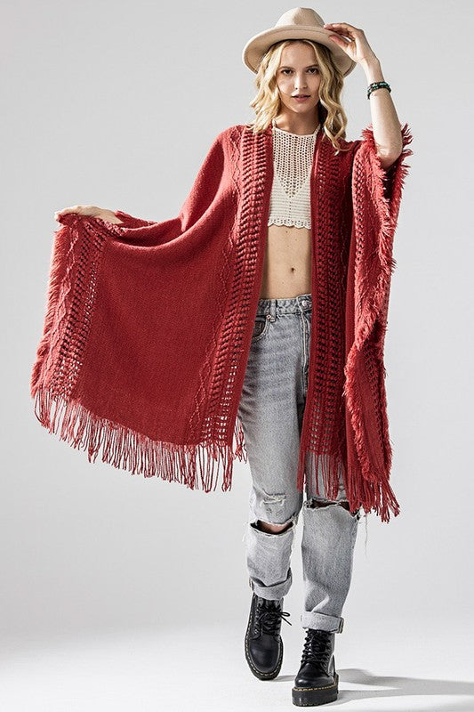 Fringe Ruana Style Shawl Cardigan Shop Style & More | Fresh Looks, Everyday Deals & Free Shipping