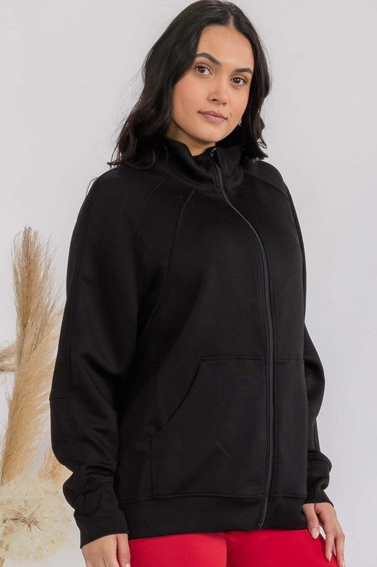 Women's Ultra Soft Funnel Neck OverSize Zip Jacket Shop Style & More | Fresh Looks, Everyday Deals & Free Shipping