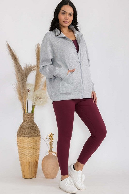 Women's Ultra Soft Funnel Neck OverSize Zip Jacket Shop Style & More | Fresh Looks, Everyday Deals & Free Shipping