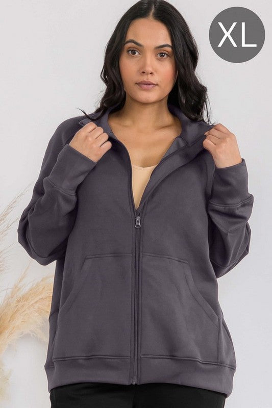 Women's Ultra Soft Funnel Neck OverSize Zip Jacket Shop Style & More | Fresh Looks, Everyday Deals & Free Shipping
