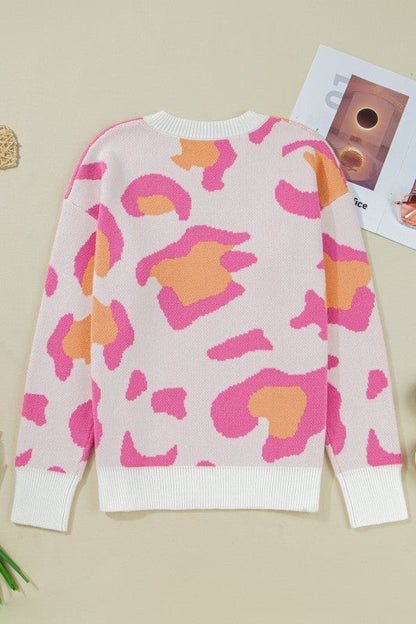 Leopard Round Neck Drop Shoulder Sweater Shop Style & More | Fresh Looks, Everyday Deals & Free Shipping