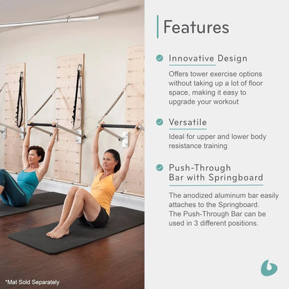Pilates Springboard, Wall Mounted Pilates Workout Equipment for Home Gym or Studio Use, Pilates Exercise Equipment with Resistance Springs