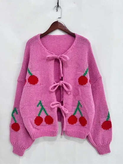 Front tie cherry cardigan Shop Style & More | Fresh Looks, Everyday Deals & Free Shipping