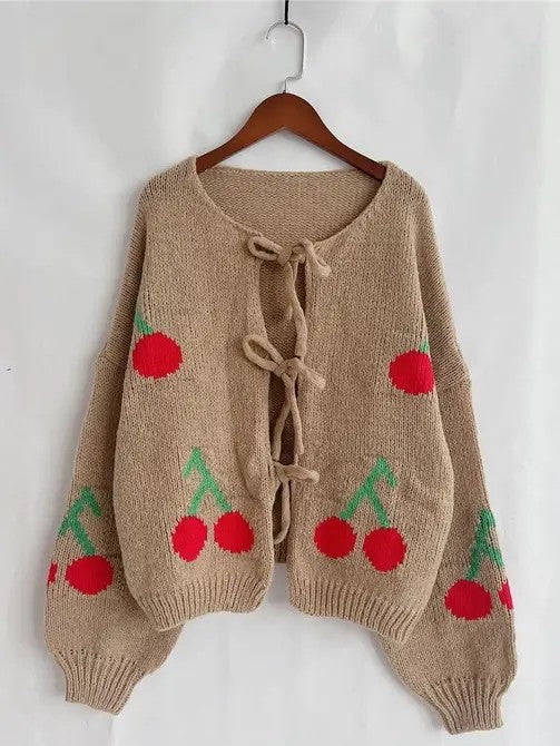 Front tie cherry cardigan Shop Style & More | Fresh Looks, Everyday Deals & Free Shipping