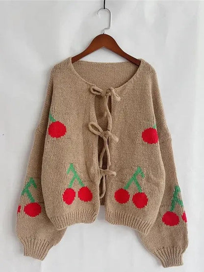 Front tie cherry cardigan Shop Style & More | Fresh Looks, Everyday Deals & Free Shipping
