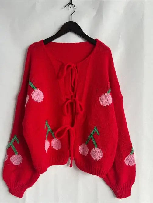 Front tie cherry cardigan Shop Style & More | Fresh Looks, Everyday Deals & Free Shipping
