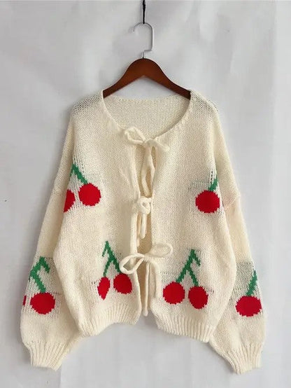 Front tie cherry cardigan Shop Style & More | Fresh Looks, Everyday Deals & Free Shipping