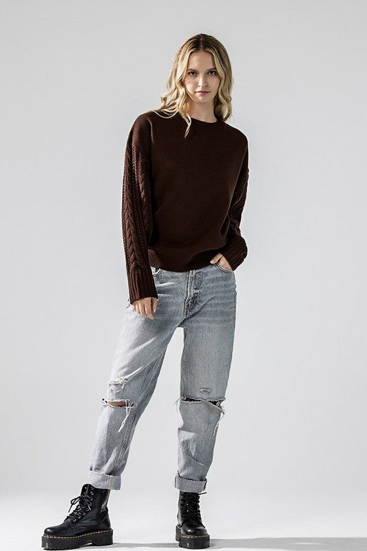 Cozy Solid Body Contrast Cable Knit Sweater Shop Style & More | Fresh Looks, Everyday Deals & Free Shipping