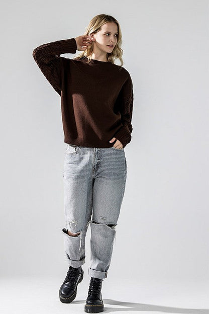 Cozy Solid Body Contrast Cable Knit Sweater Shop Style & More | Fresh Looks, Everyday Deals & Free Shipping