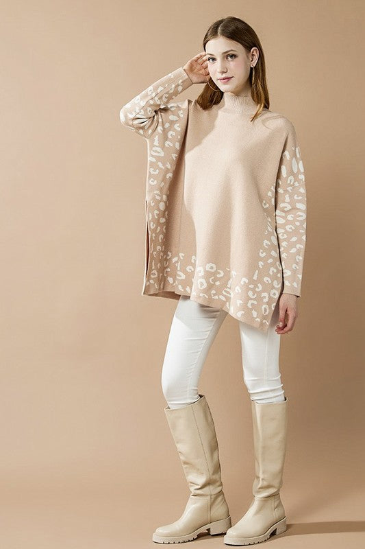 Oversized Mock Neck Leopard Print Sweater Tunic Shop Style & More | Fresh Looks, Everyday Deals & Free Shipping