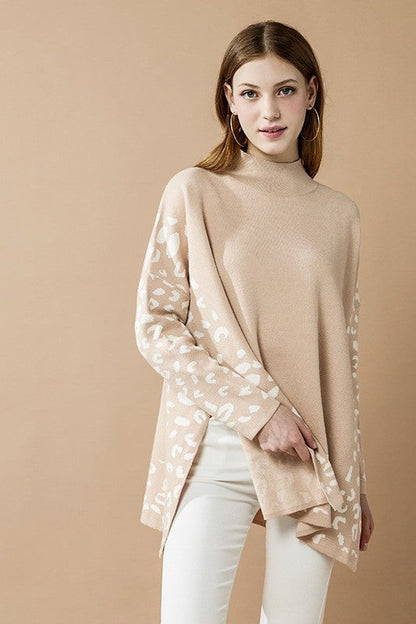 Oversized Mock Neck Leopard Print Sweater Tunic Shop Style & More | Fresh Looks, Everyday Deals & Free Shipping