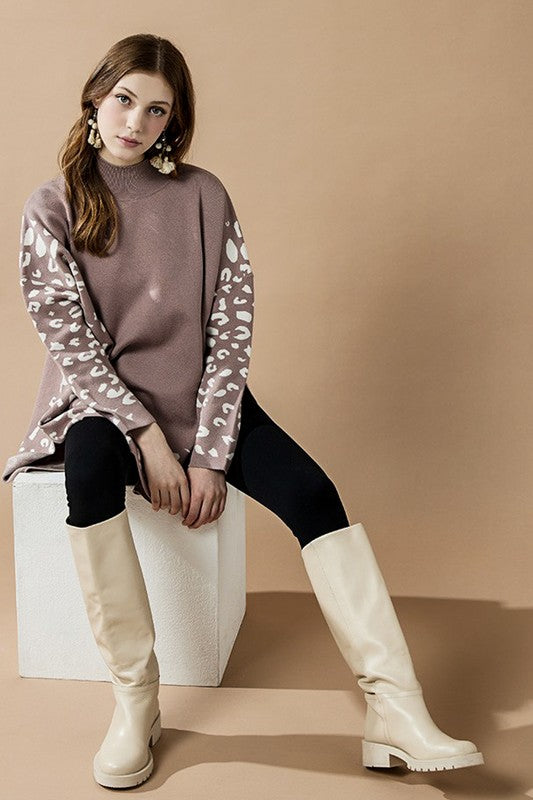 Oversized Mock Neck Leopard Print Sweater Tunic Shop Style & More | Fresh Looks, Everyday Deals & Free Shipping
