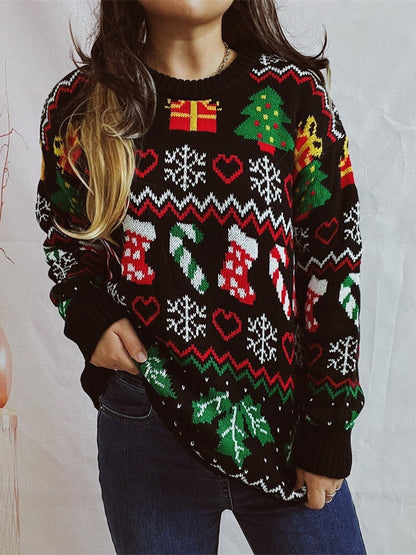 Women’s Stylish Loose Round Neck Long-Sleeved Sweater FitiqueFit