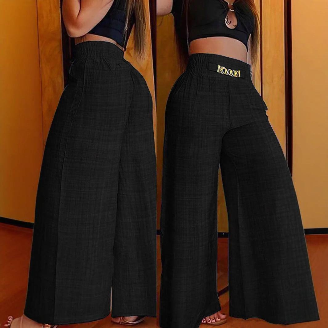 Women's High-Waist Drapey Wide-Leg Pants | Elastic Drawstring 5 Colors FitiqueFit