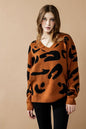 Fuzzy Mohair Jacquard V-Neck Leopard Sweater Shop Style & More | Fresh Looks, Everyday Deals & Free Shipping