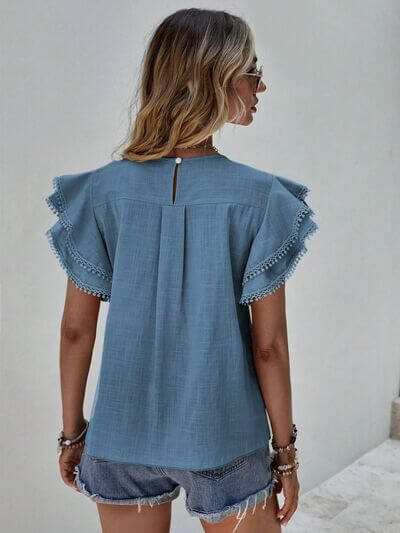 Denise Ruffle Cap Sleeve Blouse- SnagBag