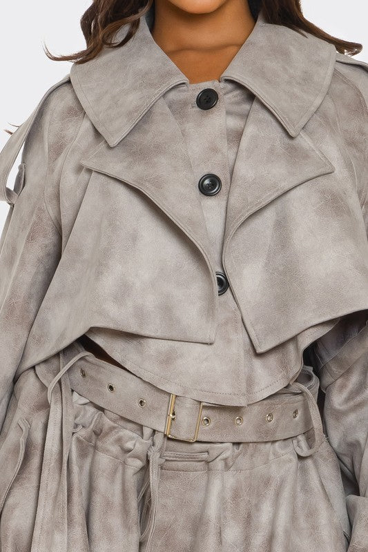 Cropped Trench Set See size chart under “more details” The Fashion Celestial