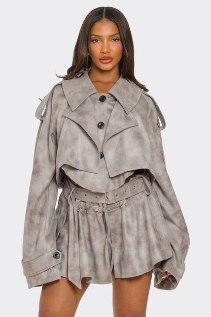 Cropped Trench Set See size chart under “more details” The Fashion Celestial