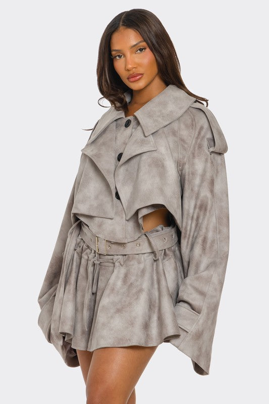 Cropped Trench Set See size chart under “more details” The Fashion Celestial