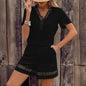 Boho Chic Lace Detail Outfit V-Neck Short Sleeve Summer Set FitiqueFit