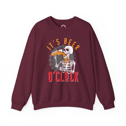 It's Beer O'Clock Skeleton Crewneck Sweatshirt The Devil's Pickle