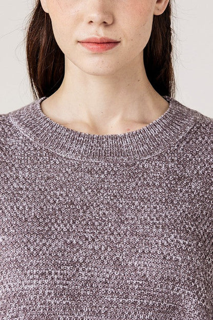 Plus Round Neck Balloon Sleeve Heathered Sweater Shop Style & More | Fresh Looks, Everyday Deals & Free Shipping