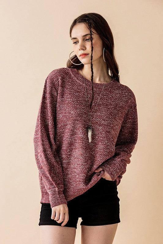 Plus Round Neck Balloon Sleeve Heathered Sweater Shop Style & More | Fresh Looks, Everyday Deals & Free Shipping