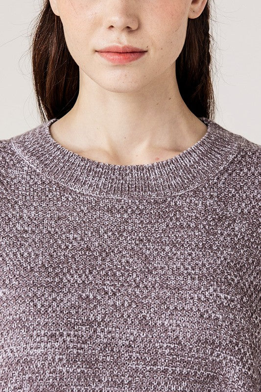 Plus Round Neck Balloon Sleeve Heathered Sweater Shop Style & More | Fresh Looks, Everyday Deals & Free Shipping