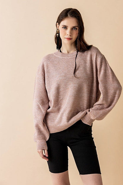 Plus Round Neck Balloon Sleeve Heathered Sweater Shop Style & More | Fresh Looks, Everyday Deals & Free Shipping