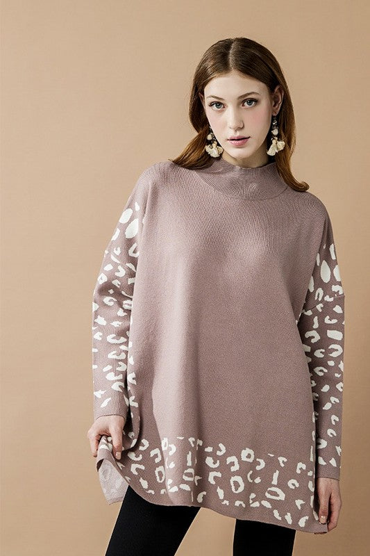 Plus Oversize MockNeck Leopard Print Sweater Tunic Shop Style & More | Fresh Looks, Everyday Deals & Free Shipping
