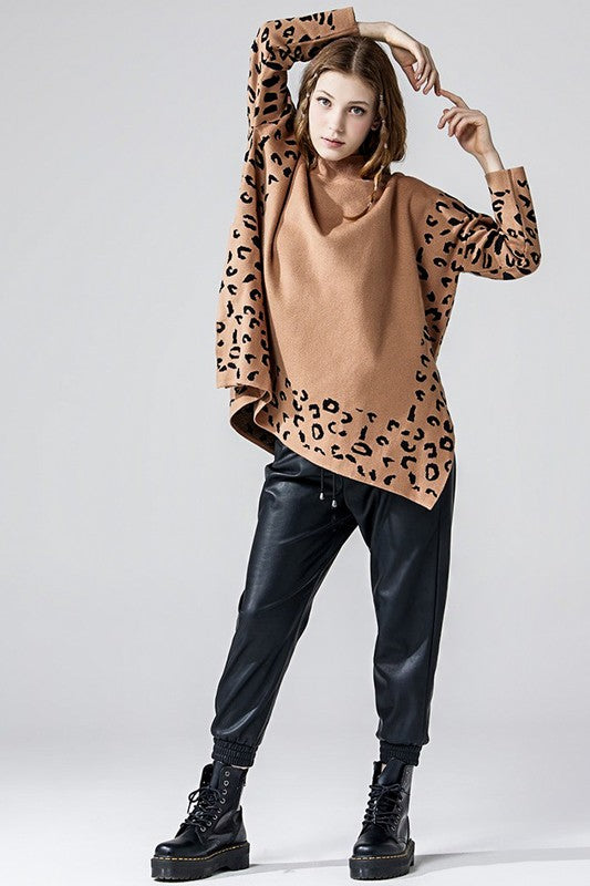 Plus Oversize MockNeck Leopard Print Sweater Tunic Shop Style & More | Fresh Looks, Everyday Deals & Free Shipping