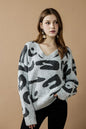 Plus Fuzzy Mohair Jacquard V-Neck Leopard Sweater Shop Style & More | Fresh Looks, Everyday Deals & Free Shipping