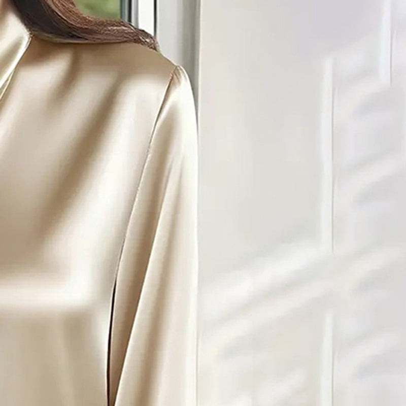Women's Ribbon Detail Blouse, Lightweight Business Casual Shirt FitiqueFit