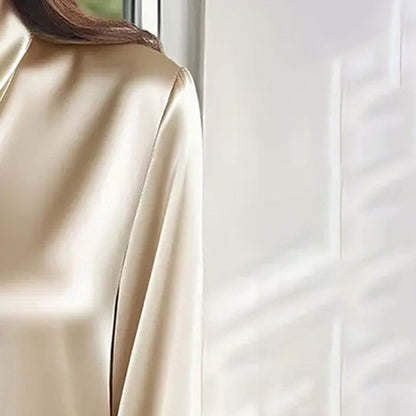 Women's Ribbon Detail Blouse, Lightweight Business Casual Shirt FitiqueFit