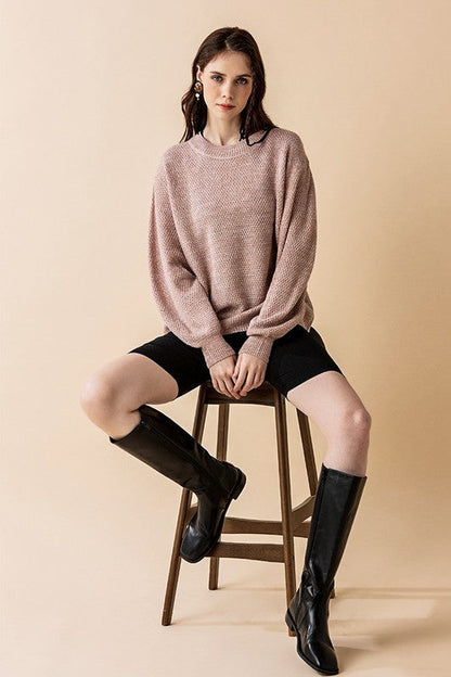 Round Neck Balloon Sleeve Heathered Sweater Shop Style & More | Fresh Looks, Everyday Deals & Free Shipping