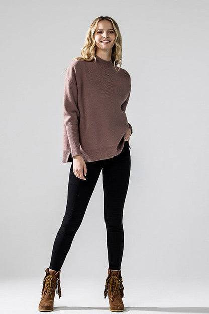 Plus Mock Neck Balloon Sleeve Side Slit Sweater Shop Style & More | Fresh Looks, Everyday Deals & Free Shipping