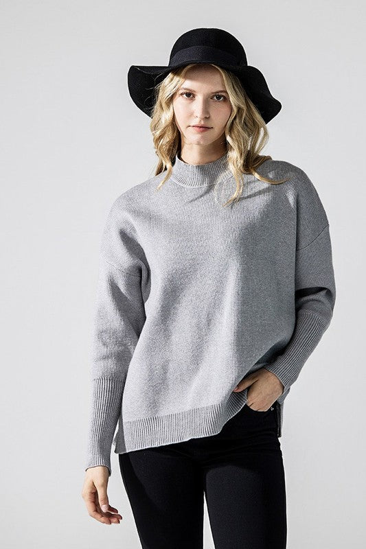 Plus Mock Neck Balloon Sleeve Side Slit Sweater Shop Style & More | Fresh Looks, Everyday Deals & Free Shipping