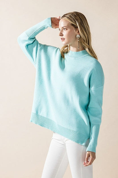 Plus Mock Neck Balloon Sleeve Side Slit Sweater Shop Style & More | Fresh Looks, Everyday Deals & Free Shipping