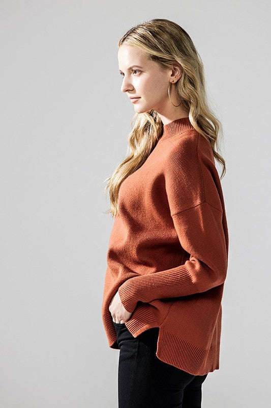 Plus Mock Neck Balloon Sleeve Side Slit Sweater Shop Style & More | Fresh Looks, Everyday Deals & Free Shipping