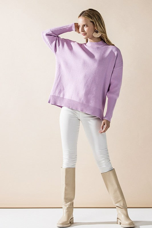 Plus Mock Neck Balloon Sleeve Side Slit Sweater Shop Style & More | Fresh Looks, Everyday Deals & Free Shipping