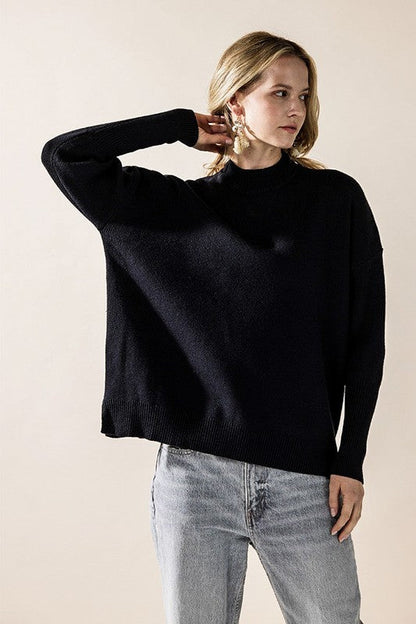 Plus Mock Neck Balloon Sleeve Side Slit Sweater Shop Style & More | Fresh Looks, Everyday Deals & Free Shipping