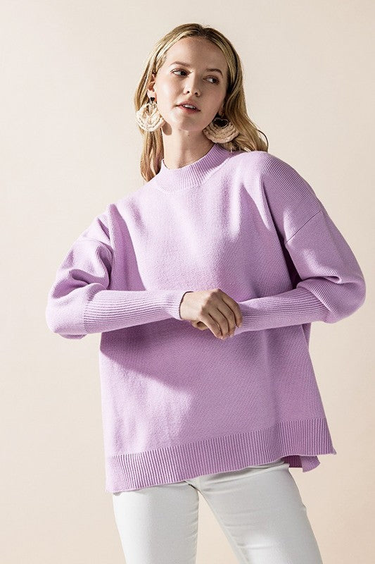 Plus Mock Neck Balloon Sleeve Side Slit Sweater Shop Style & More | Fresh Looks, Everyday Deals & Free Shipping