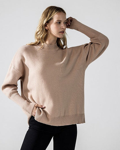 Plus Mock Neck Balloon Sleeve Side Slit Sweater Shop Style & More | Fresh Looks, Everyday Deals & Free Shipping