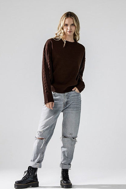 Plus Cozy Solid Body Contrast Cable Knit Sweater Shop Style & More | Fresh Looks, Everyday Deals & Free Shipping