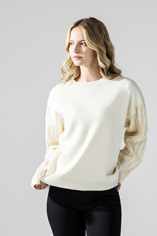 Plus Cozy Solid Body Contrast Cable Knit Sweater Shop Style & More | Fresh Looks, Everyday Deals & Free Shipping