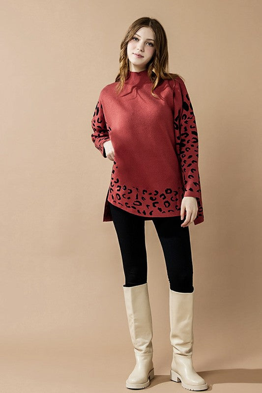 Oversized Mock Neck Leopard Print Sweater Tunic Shop Style & More | Fresh Looks, Everyday Deals & Free Shipping
