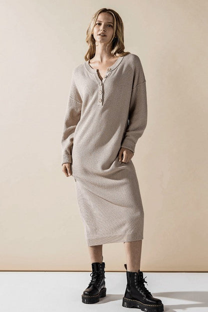 Plus Comfy Button-front Soft Sweater Midi Dress Shop Style & More | Fresh Looks, Everyday Deals & Free Shipping