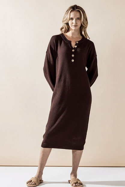 Plus Comfy Button-front Soft Sweater Midi Dress Shop Style & More | Fresh Looks, Everyday Deals & Free Shipping