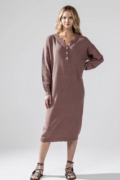Plus Comfy Button-front Soft Sweater Midi Dress Shop Style & More | Fresh Looks, Everyday Deals & Free Shipping